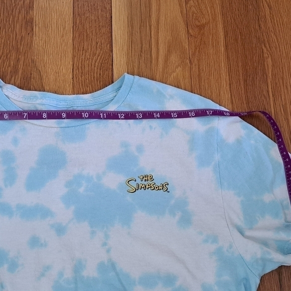 The Simpsons Women's Size Large Tie Dye Short Sleeve Graphic T-shirt Blue White - Picture 7 of 8
